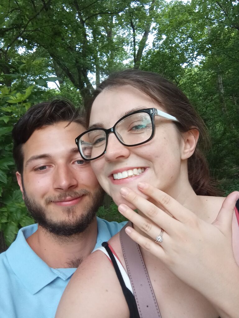The day of our engagement! Both of us were so excited that we were going to spend the rest of our lives together. He got us Bibibop after but I was way too excited to eat.
