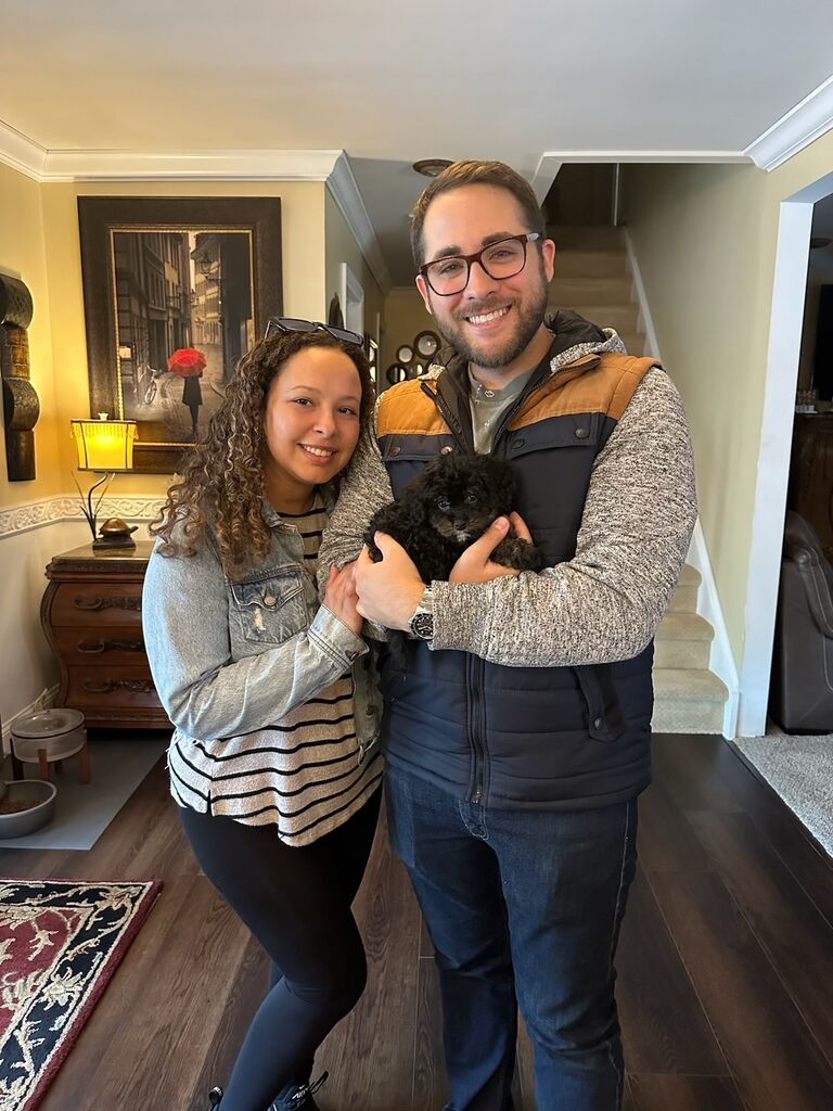 Josh and Stacey spent months looking for the right dog. Little Ozzie wasn't easy to find and sometimes great things come unexpectedly - we picked up Ozzie earlier than we wanted to get a dog and at a very busy time for us. Stacey had no idea Josh was preparing to propose (oops sorry!) Anyway, Ozzie was a welcome addition to our little family <3
