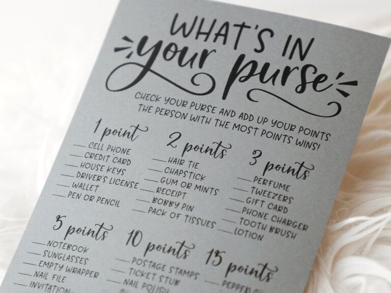 Etsy What's in Your Purse printable bridal shower game