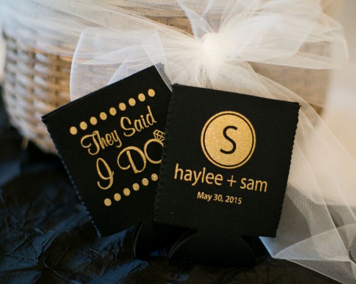 Black And Gold Koozie Favors