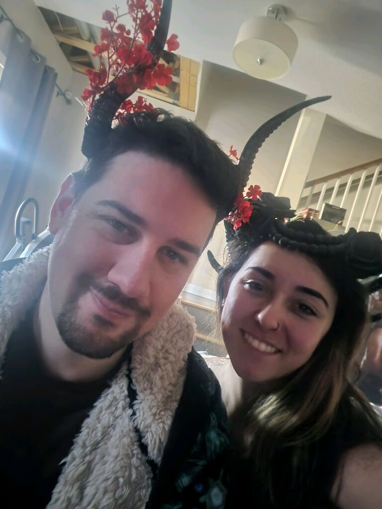 Tyler "helped" Melyssa craft her horns in preparation for the tattoo Convention in October, when she finally got to show off her back!