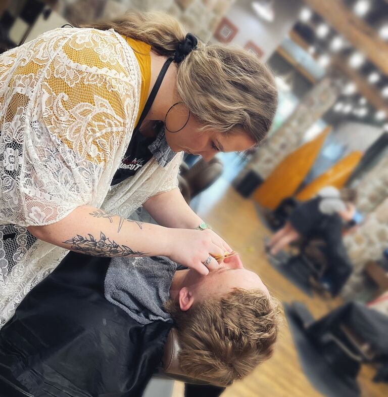 Jacob's First Hot Towel Face Shave. 