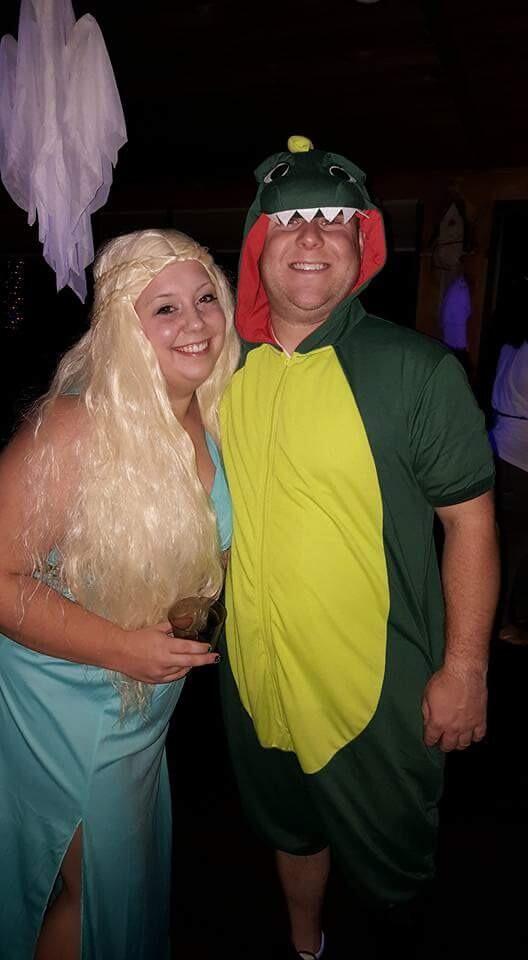 A proud moment in their relationship- Megan successfully convinced DJ to dress up as a dragon for Halloween.