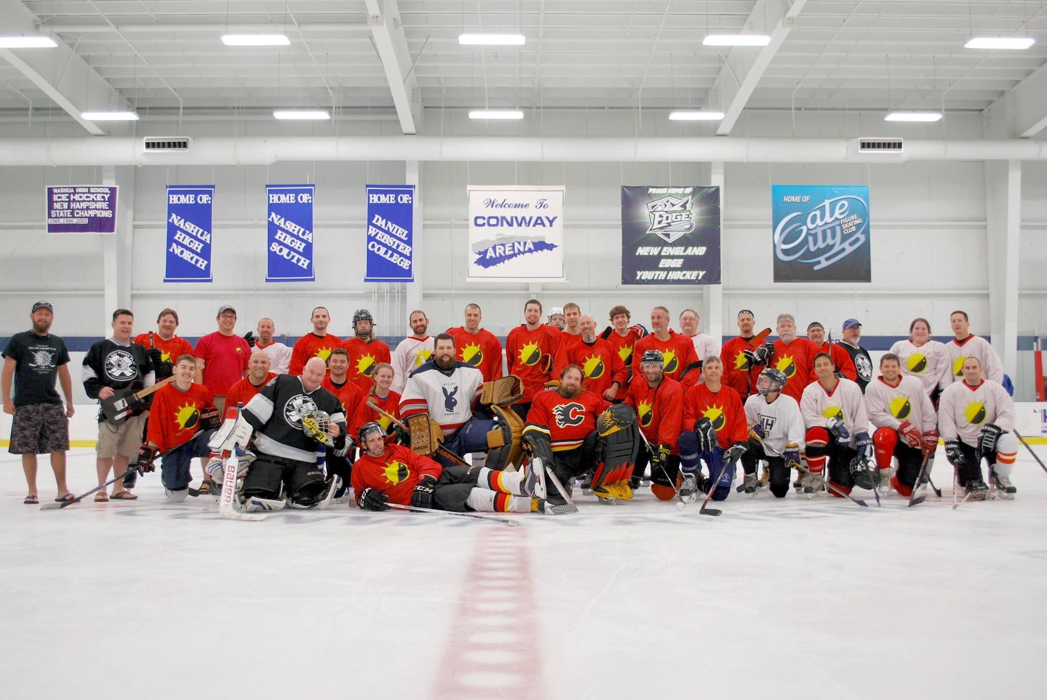 The couples first overnight together...24 hours of ice hockey with about 40 of their friends