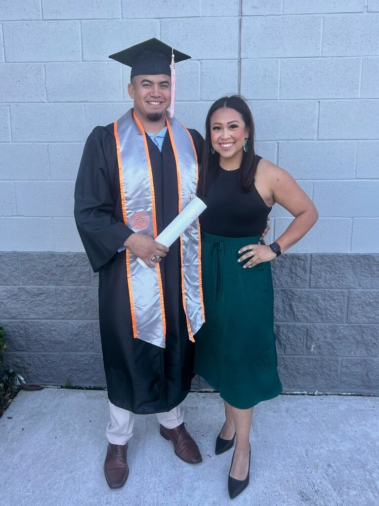 Armando graduated college! He quit his job entirely and worked to finish his BA. He was lucky enough to get his job back at SBCISD and walk in December.