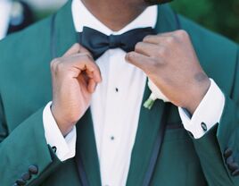 Groom wearing cufflinks