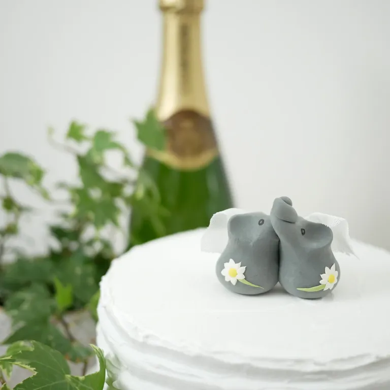 Grey Lesbian Elephant Animal Bridal Shower Cake Topper
