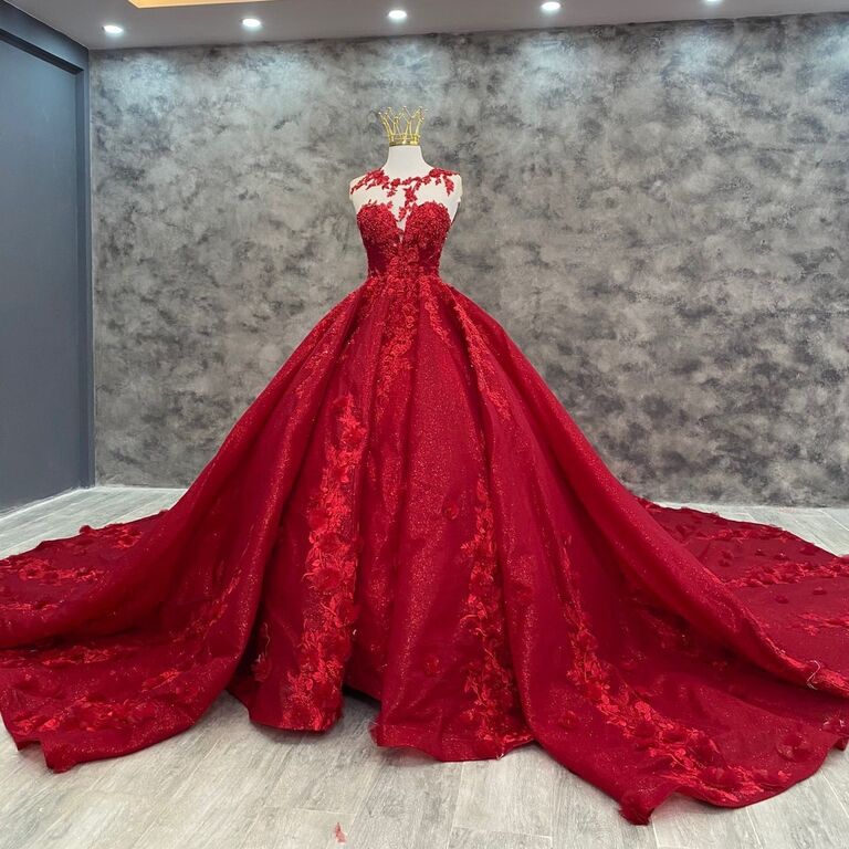 Red reception dress online