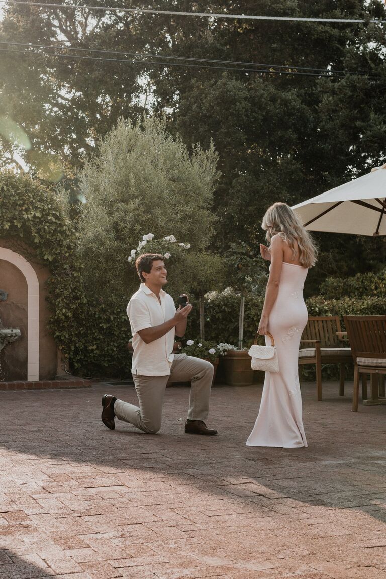 John proposes at The Playa Hotel in Carmel-by-the-Sea, California.