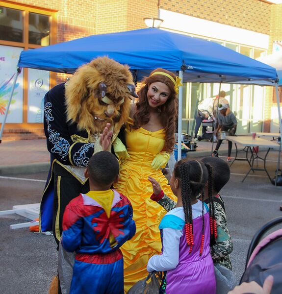 Children with Belle and the Beast characters