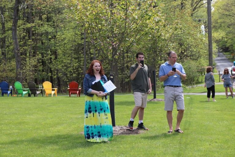 Due to COVID, my college graduation was virtual, so my parents planned a surprise drive-by. It was so nice to see family and friends, but nothing will ever beat the feeling I had when an unfamiliar car drove up and I realized it was Jake. My brother Jonah (who was only 10 at the time) knew how much I was enjoying talking to Jake, so he found Jake's number in my phone, gave it to my mom, and she invited him! Jake was a total trooper, not only did he meet me, but he met most of my extended family that day. He wound up staying for a few hours after everyone left. Even from 6 feet apart, our connection was undeniable. 