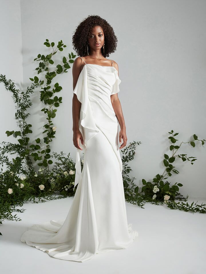 White mermaid-inspired gown by THEIA. 