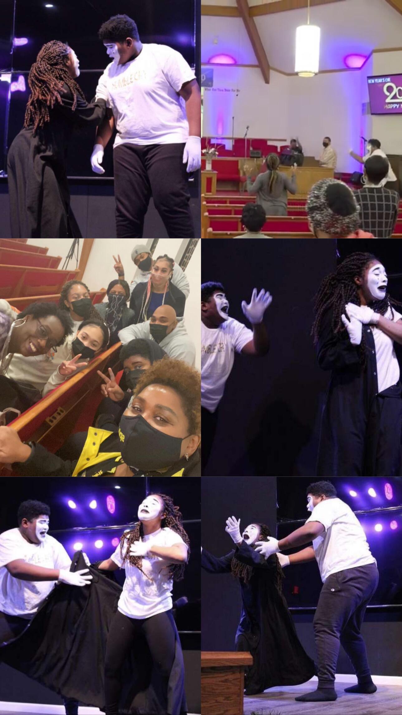 New Year's Eve 2021! We created a mime dance to "Deliver Me" by Donald Lawrence and Le'Andria Johnson. We performed the dance at both Union Community Church and New Hope Baptist Church that night. It was our first time miming with just each other!