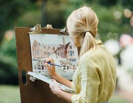 Live painter creating a beautiful depiction of a wedding ceremony. 