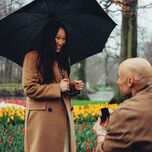 Man proposing to woman in the Spring
