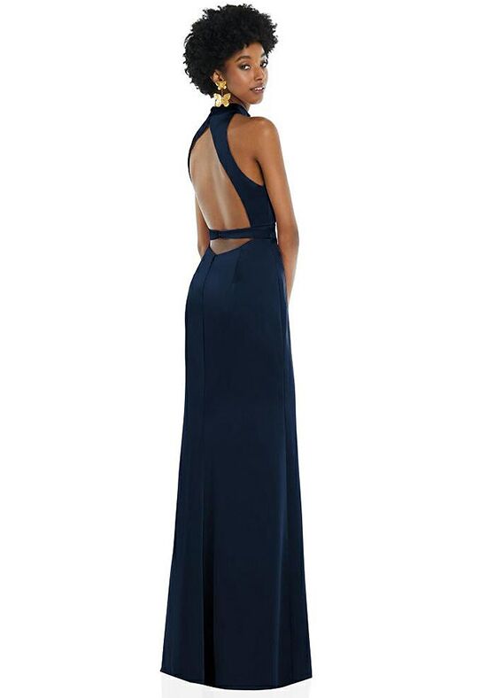 High Neck Backless Maxi Dress with Slim ...