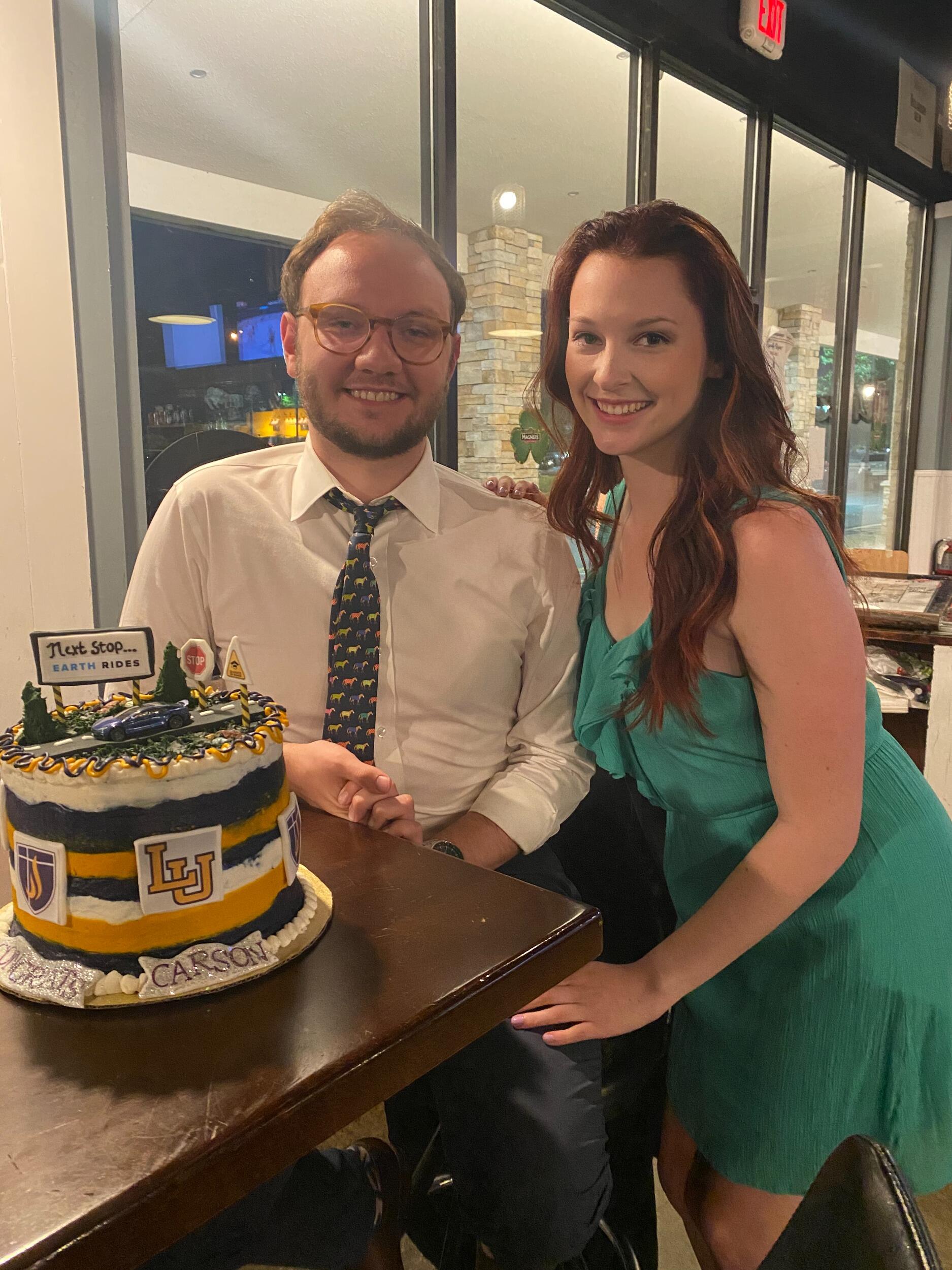 Celebrating Carson's graduation and first adult job