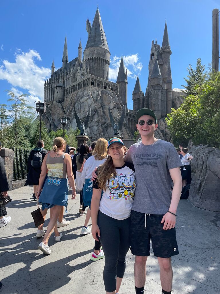 Carlie and Kelly reconnected early in 2022 and picked up right where they left off on that 5th grade field trip. Despite different paths, they had somehow grown into very similar people. Kelly visited Universal (and Carlie) after she finally asked him on a date after all those years. Kelly braved Velocicoaster just to see the locker system, and it was the best date either of them ever had.
