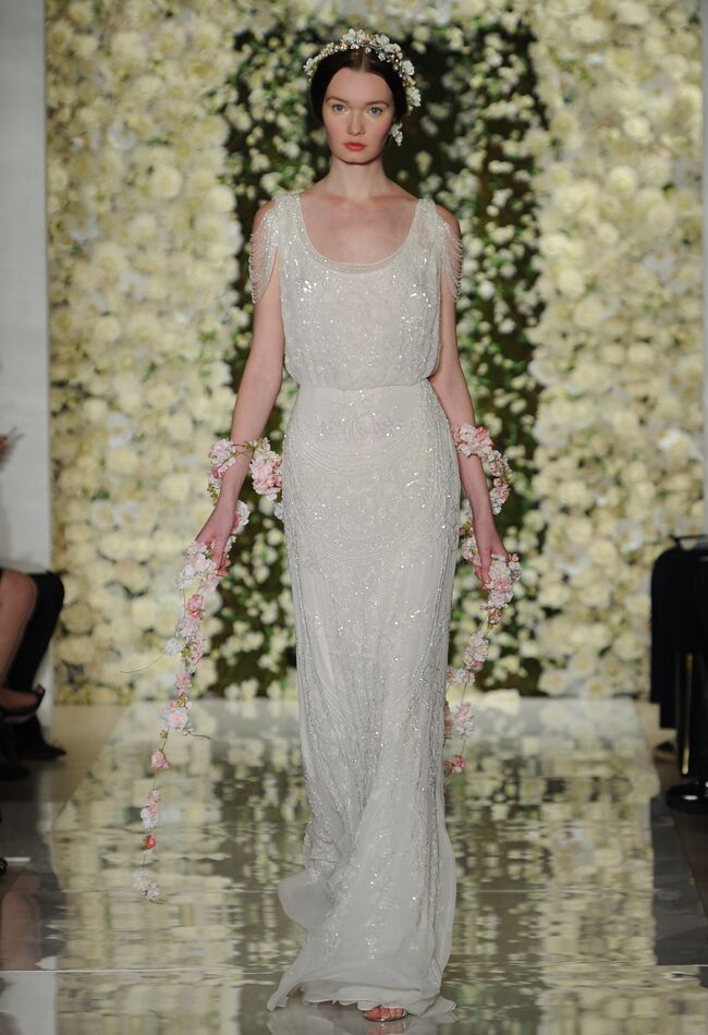 Reem Acra Featured Sheer Crop Top Wedding Dresses and Full Embroidered ...