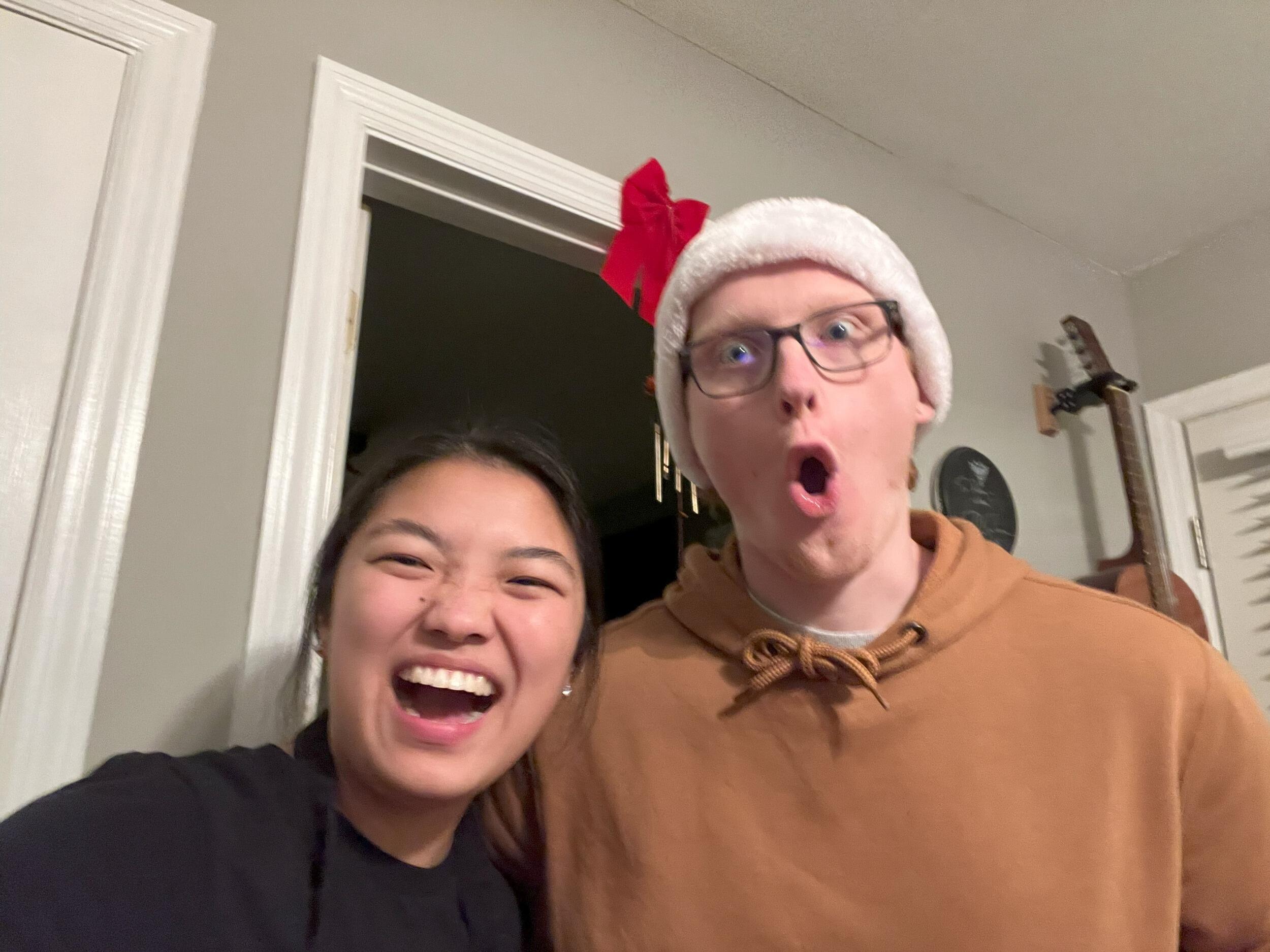 a fun personality picture while making Christmas Cookies