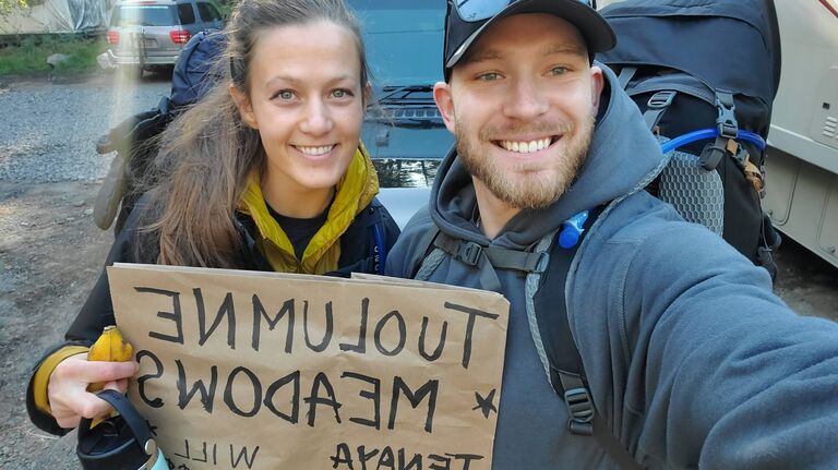 Had to hitchhike to the Sunrise Lakes Trailhead to start our backpacking trip. Sunrise - Clouds Rest - Half Dome - Yosemite Valley