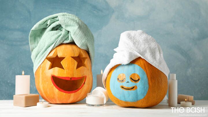 Funny Halloween Zoom Background - Spa Pumpkins