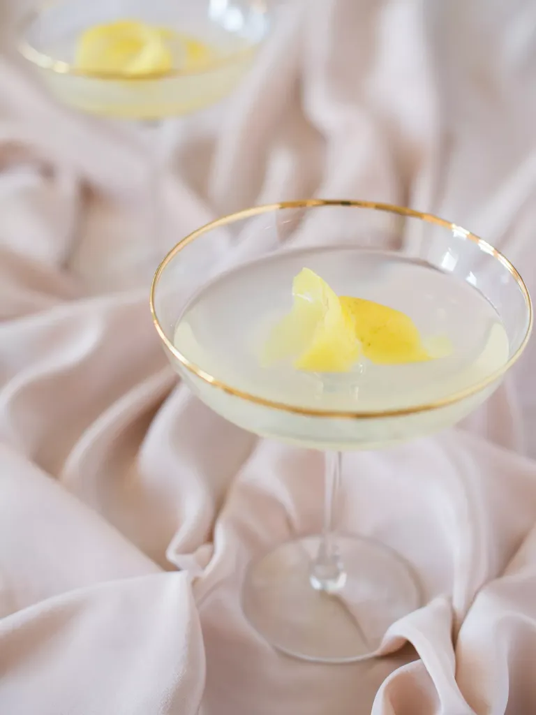 French 75 signature wedding drink idea in old fashioned cocktail glass