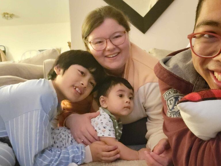 Baby Nissi meets her Ninang Victoria and Bambino hanging out with Ninong Michael in Fairfax, Virginia.