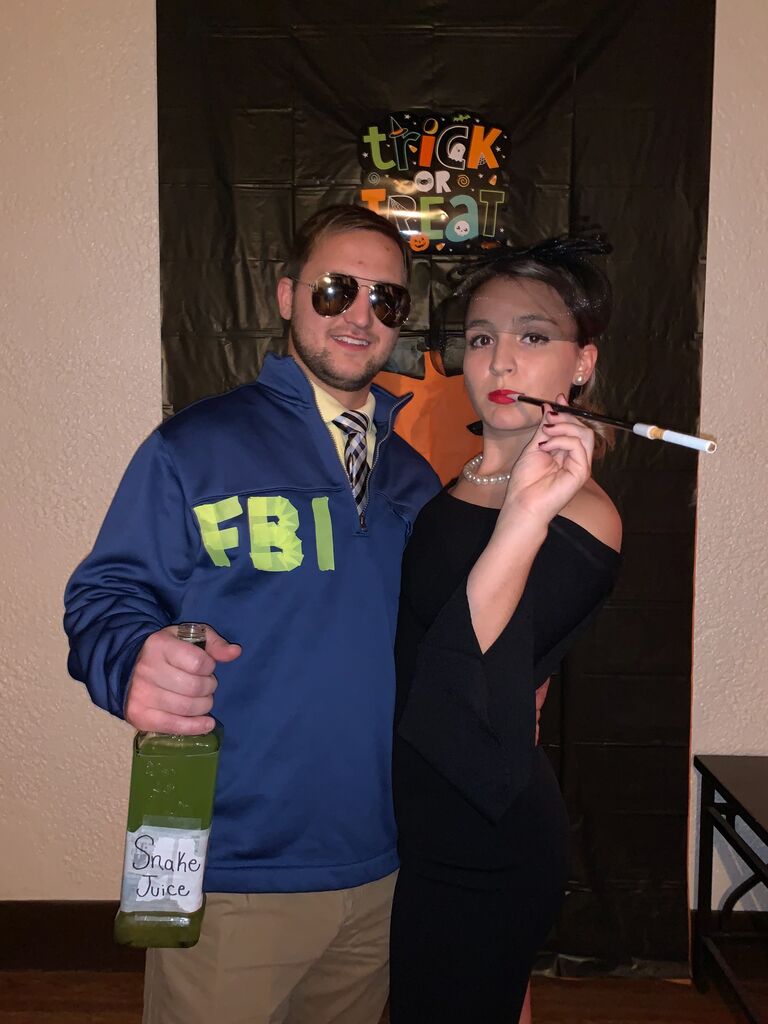 We dressed as Burt Macklin FBI and Janet Snakehole for Halloween.
