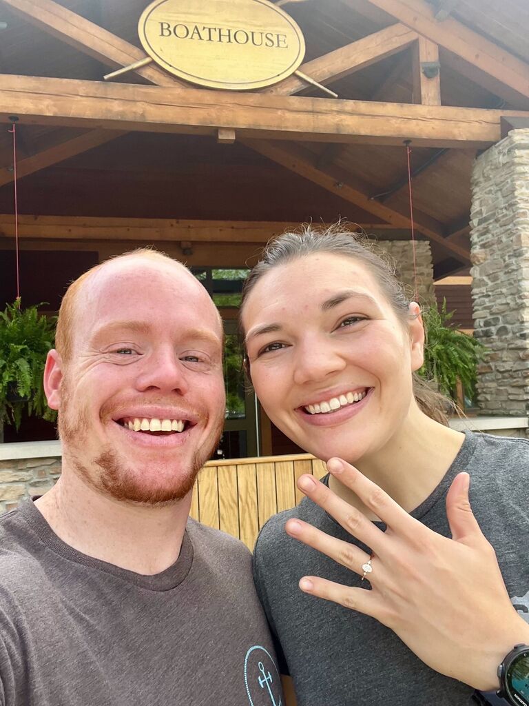 Andrew popped the question at the boathouse Bianca rowed out of at Ohio State <3