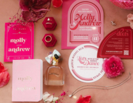 Pink, Fuchsia and Red Wedding Invitation Suite With Retro, Funky Fonts