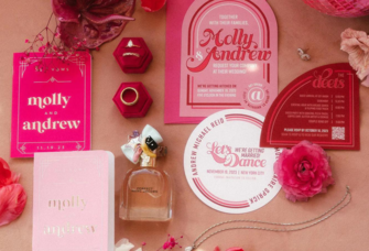 Pink, Fuchsia and Red Wedding Invitation Suite With Retro, Funky Fonts