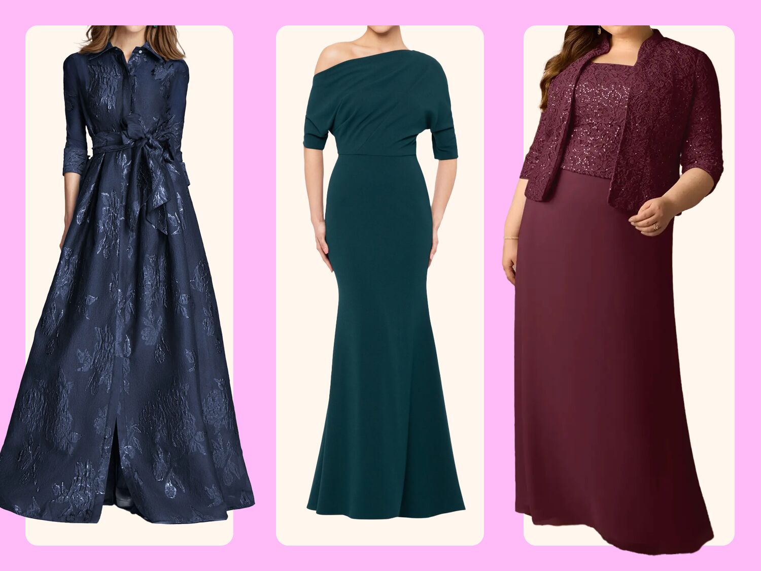 Three grandmother-of-the-bride dresses