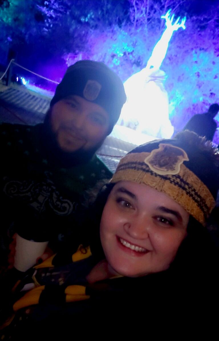 A photo just before I hand him the ring to propose to him. After we walked into the Forbidden Forest experience in Little Elm Texas, I handed him the ring and asked him if he would marry me. He said of course, walked two steps, threw back his head and said "Not". Laughing as he put on the ring. It was the happiest moment of that experience. 