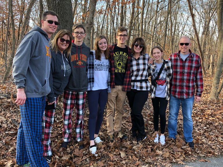 Our families started a tradition, Flannel Fams in Christmas Jams walk!