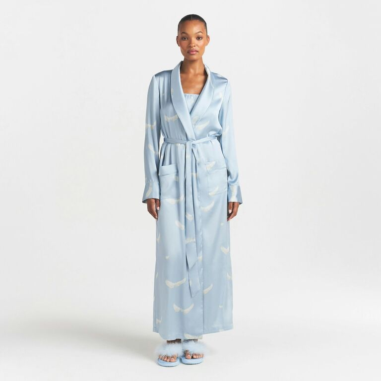 Light blue dove printed robe