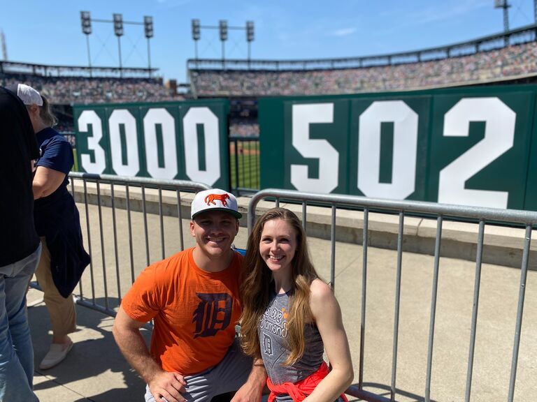 Spontaneous date - Bryan took Elainee to her first Tiger's game to watch history
