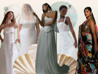 Collage of 2025 Wedding Dress Trends