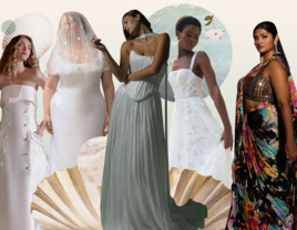 Collage of 2025 Wedding Dress Trends