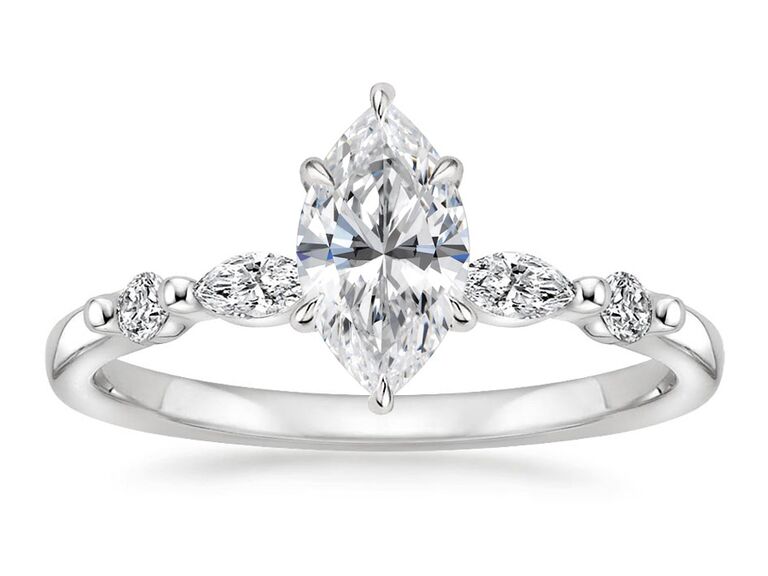 brilliant earth 18k white gold marquise diamond engagement ring with marquise and round diamonds band