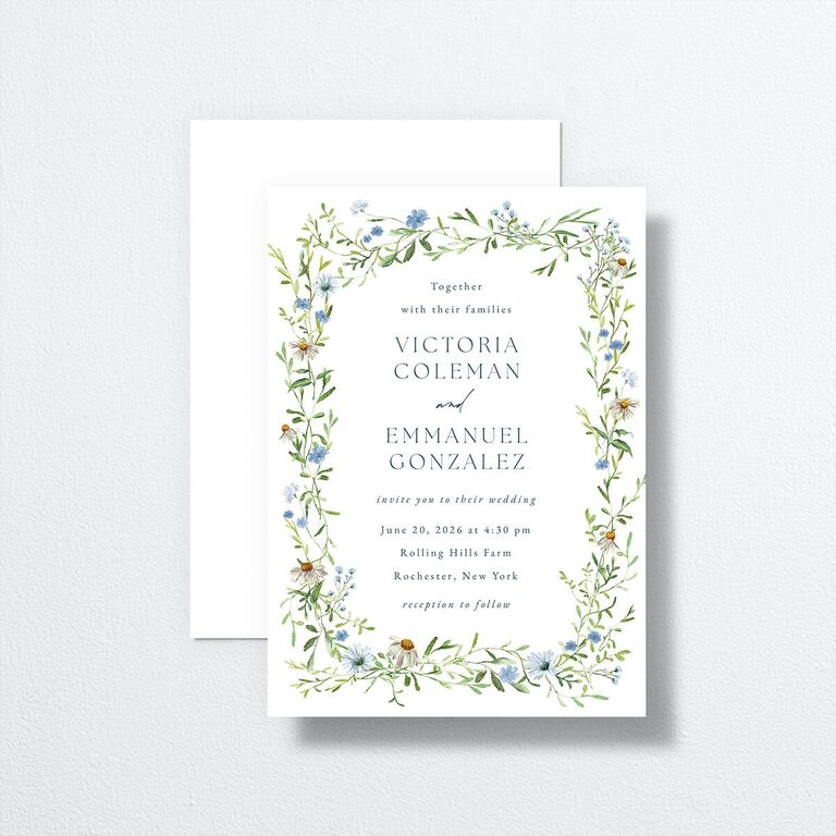 Floral wedding invitation from The Knot with casual wording