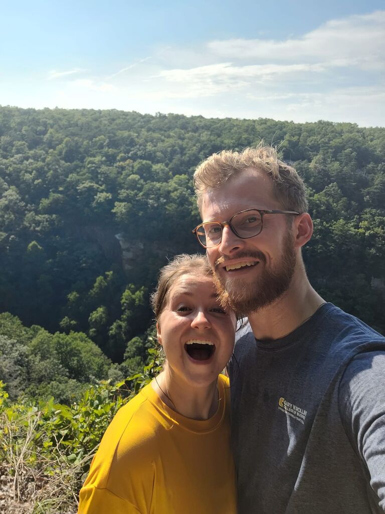 Taken right after ring shopping. We went on a solid 5 mile hike to process what the heck we just did! We were so excited and nervous!