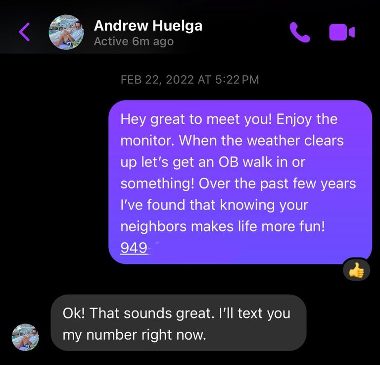 Andrew picked up a computer monitor from Julie's house and they hit it off.