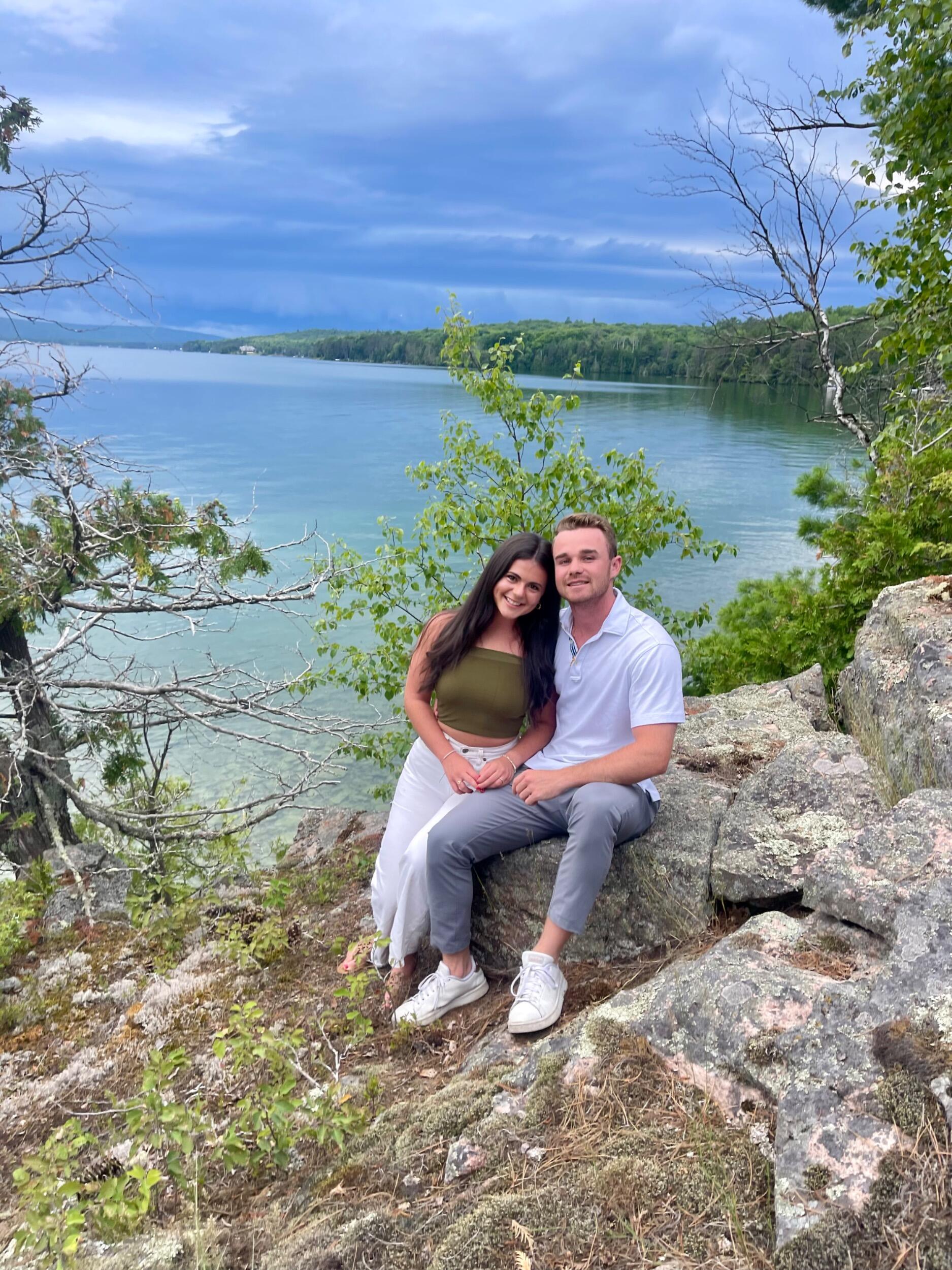 Connor took Olivia for the first time to Connor’s family cottage in Ontario, Canada—a place that’s been in his family since the 1950s. They canoed across the lake, swam together, went on long walks, and ended each day around the campfire and watching stars.