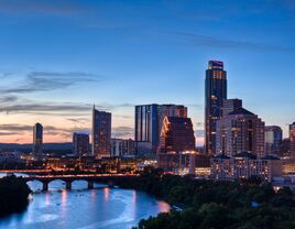 austin city skyline at dusk perfect for an austin bachelor party out the knot itinerary below