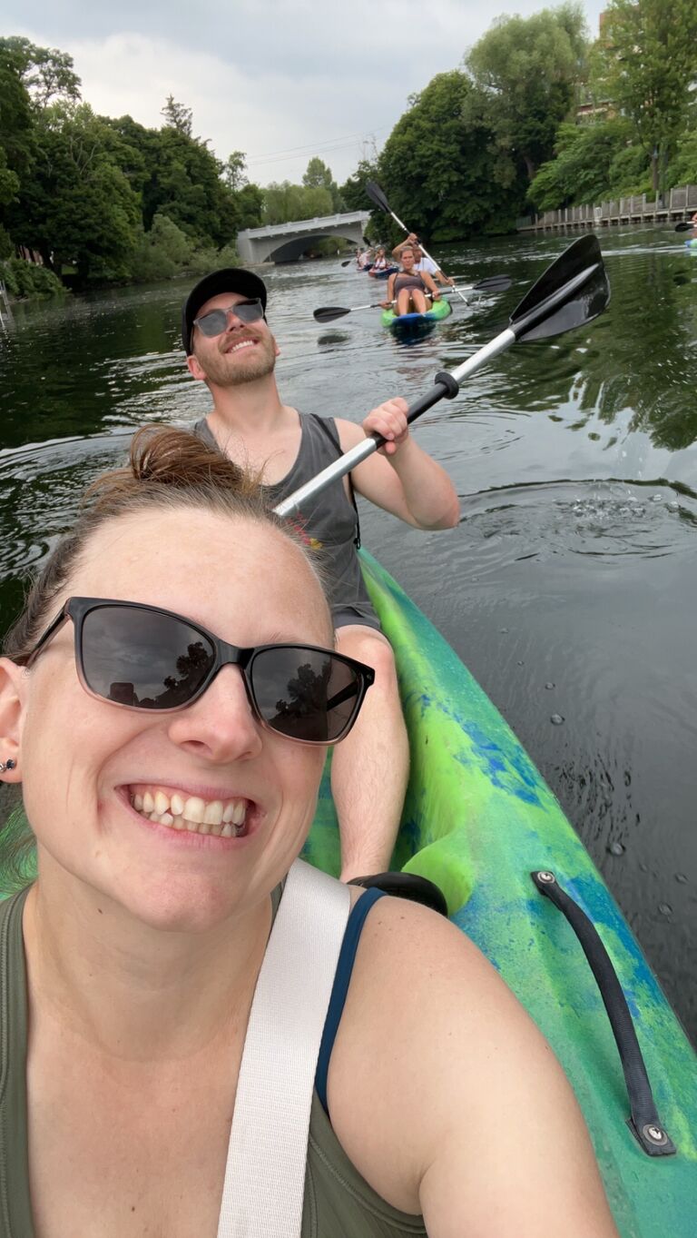 Mama and Dada's first outing without Arley. Kayak, Bike, and Brew in Traverse City. So fun!