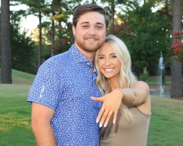 The dreamiest day! Michael took me back to where it all began, asking me to marry him on the golf course we met and had our first date! Next stop, wedding day! Our heart's are so full!
