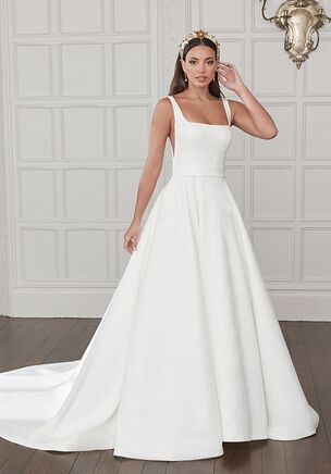 Square Neck Floral Brocade Ball Gown with Pockets