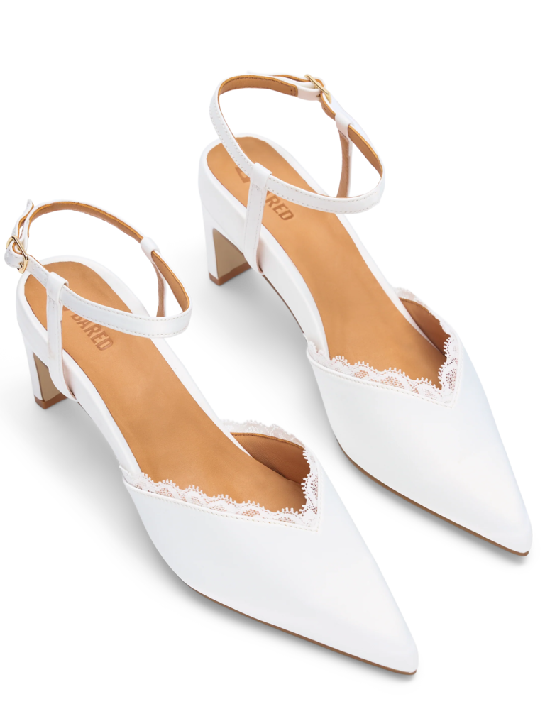 Bared Footwear satin white bridal shoes