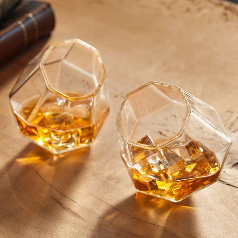 Diamond-shaped whiskey tumblers for a 30th anniversary gift. 